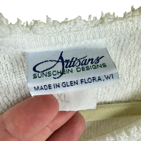 Artisans Sunschein Designs 90s Vtg Cotton White Terry Cloth Beach Theme Top XL - Picture 4 of 6